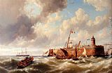 Hermanus Koekkoek Snr Canvas Paintings - Almost Safe In Port
